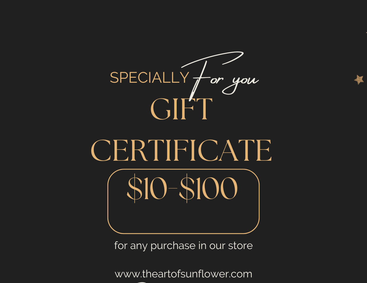 The Art Of Sunflower Gift Certficate